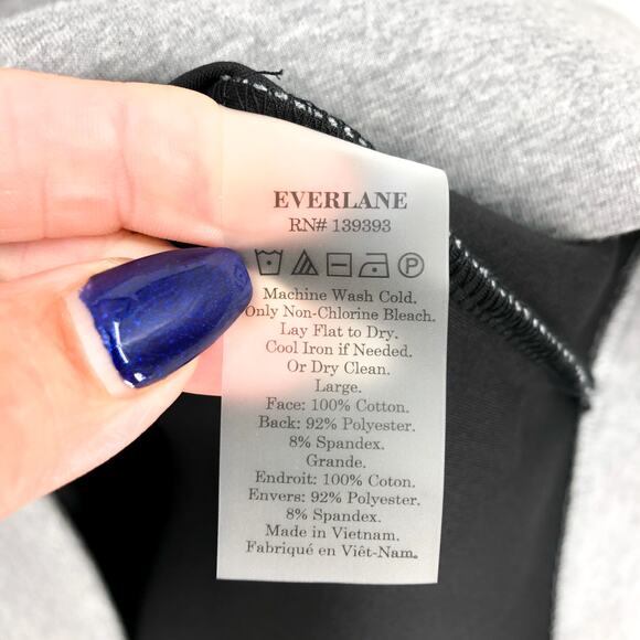 EVERLANE Thick Scuba Knit Relaxed Fit Tunic Dress Large Grey 3/4 Sleeve NWOT - Picture 7 of 7